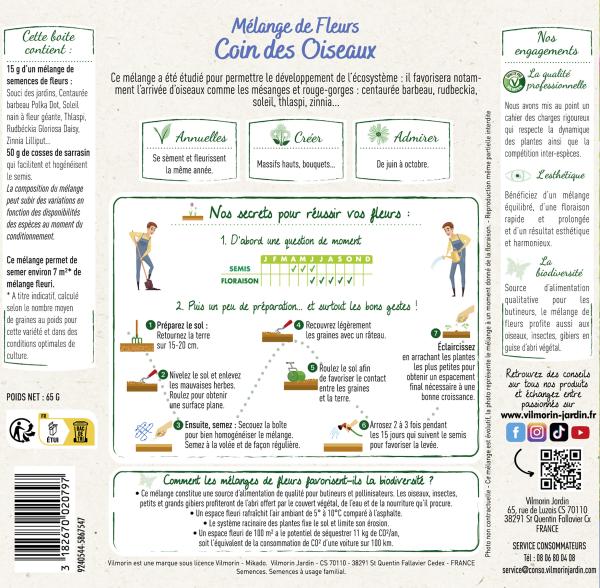 Pour nos animaux - Coin des Oiseaux - 7 M² - Mélange de fleurs - MEDIA_PACKAGING_VERSO